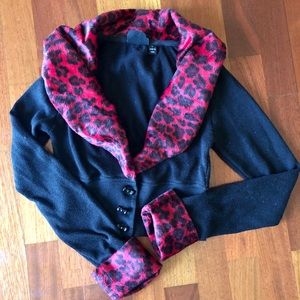 Lip Service Faux Fur Trim Cropped Cardigan
